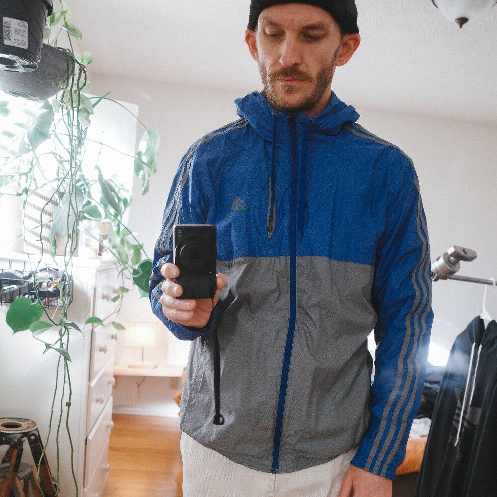 Adidas Two-Tone Track-Style Zip-Up Hoodie